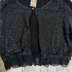 Sparkly Black Cardigan with Ruffle Hem